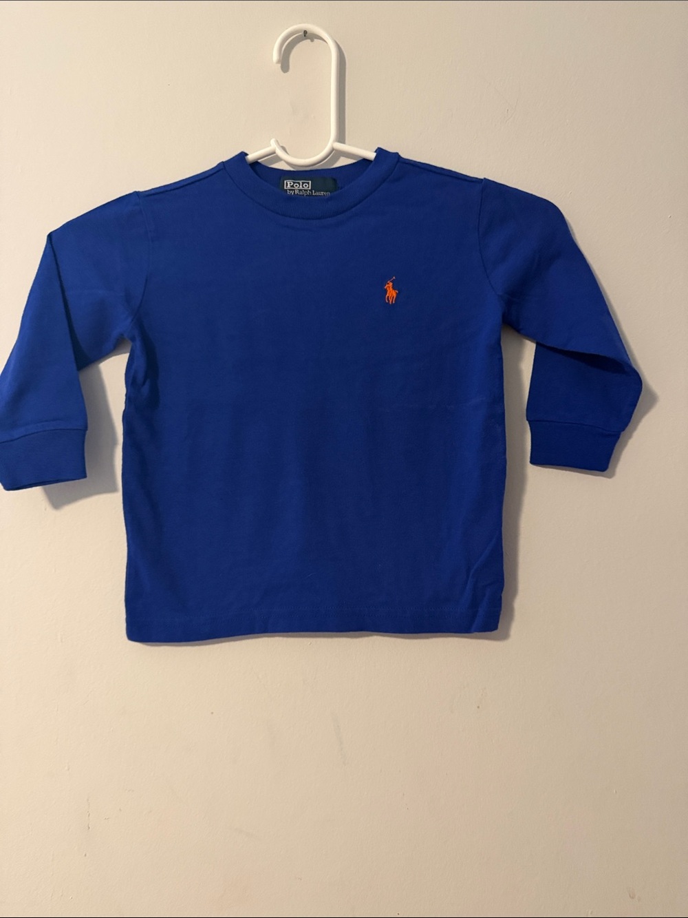 Polo by Ralph Lauren Royal Blue Long-Sleeve Crewneck Tee with Orange Pony